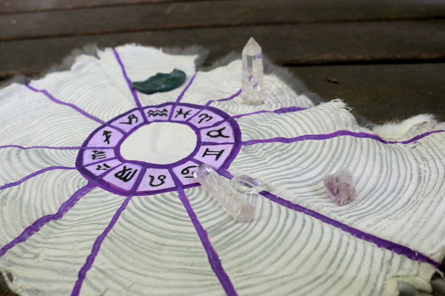 Zodiac Circle Rabbit Fur Tarot/Altar Cloth