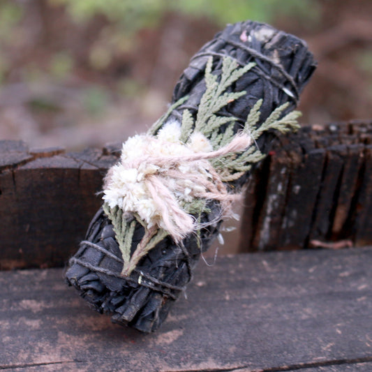 Midnight Bloom Floral White Sage 4" Smudge Sticks