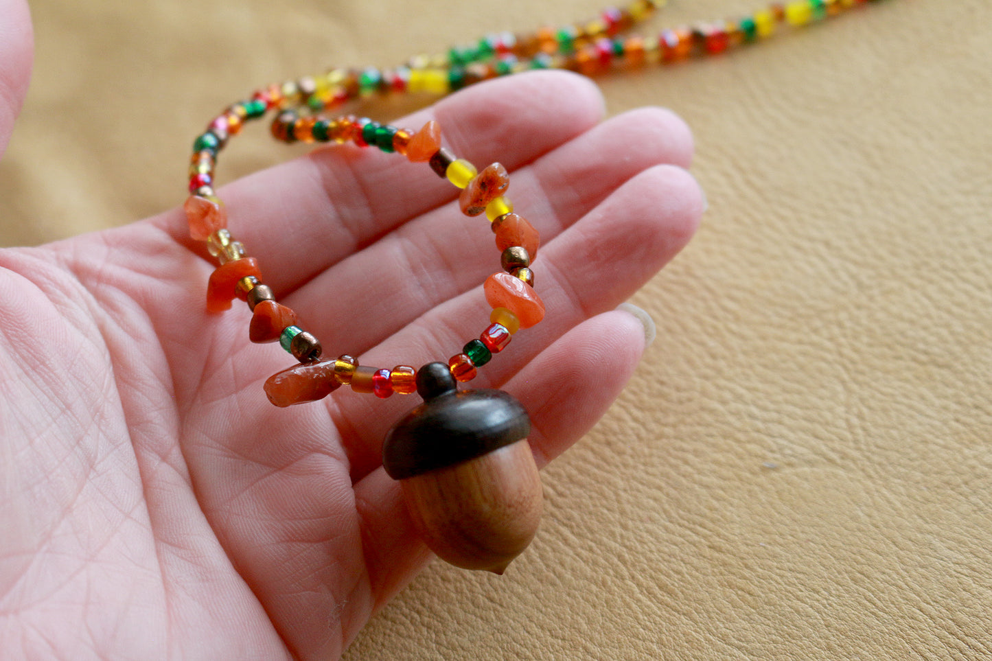 Hippie Confetti Acorn Locket/Stash Necklace