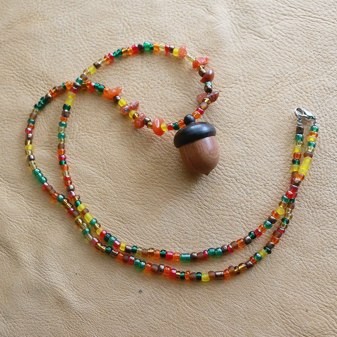 Hippie Confetti Acorn Locket/Stash Necklace