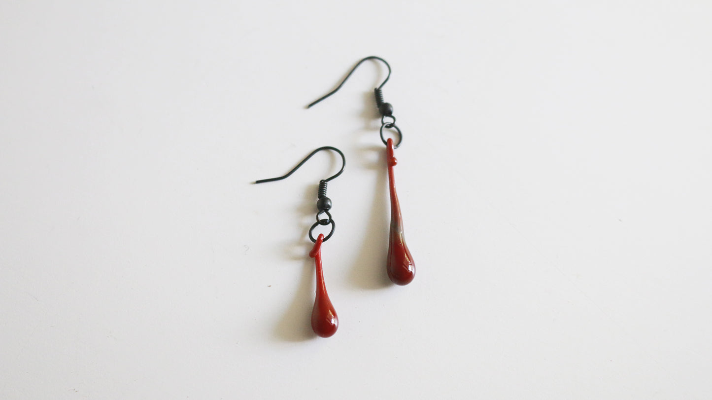 Blood Drips Glass Earrings