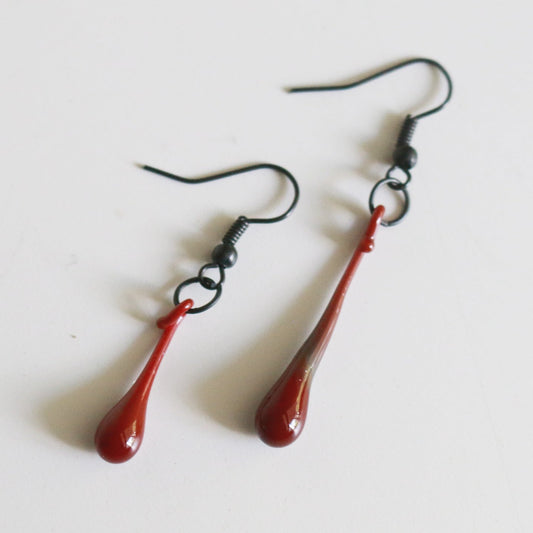 Blood Drips Glass Earrings