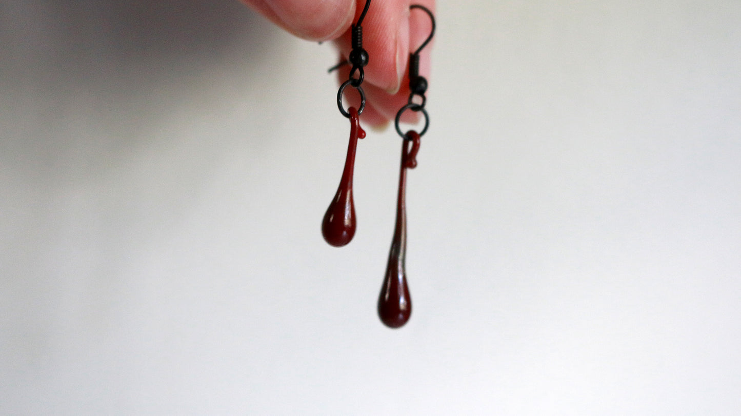 Blood Drips Glass Earrings