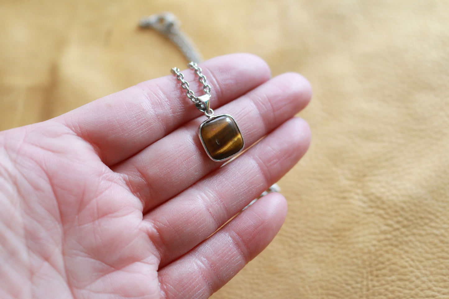 Tiger Eye Square Necklace