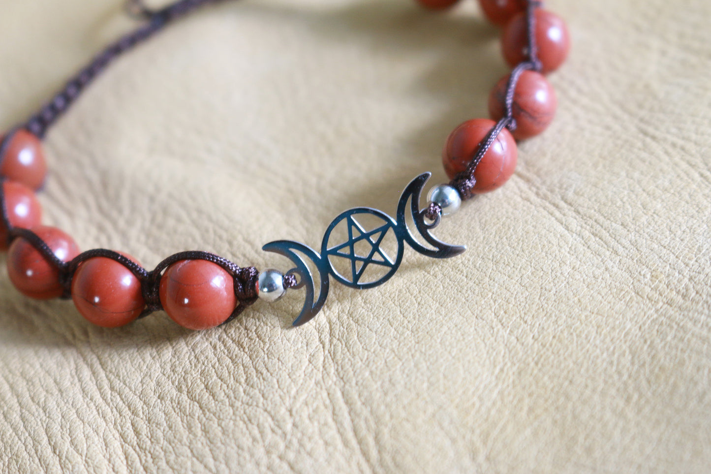 Triple Moon Bracelet - Red Jasper