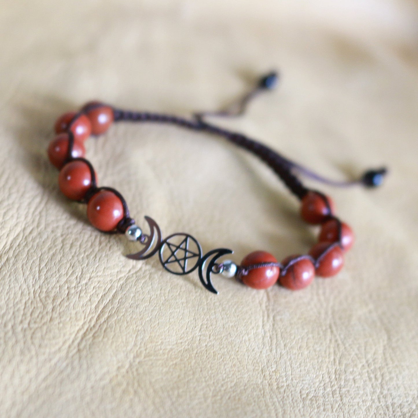 Triple Moon Bracelet - Red Jasper