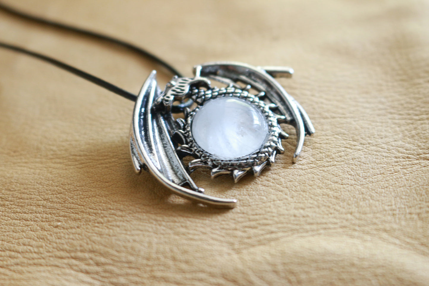 Clear Quartz Dragon Pendant Necklace