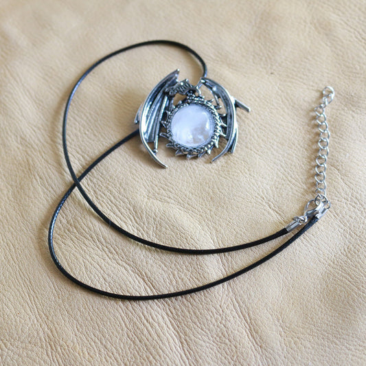 Clear Quartz Dragon Pendant Necklace