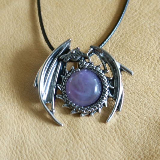Amethyst Dragon Pendant Necklace