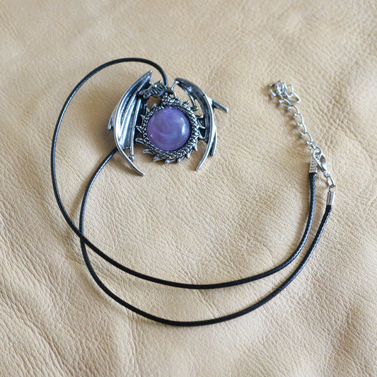 Amethyst Dragon Pendant Necklace