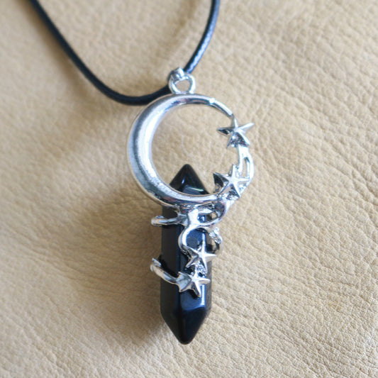 Obsidian Celestial Pendant Necklace
