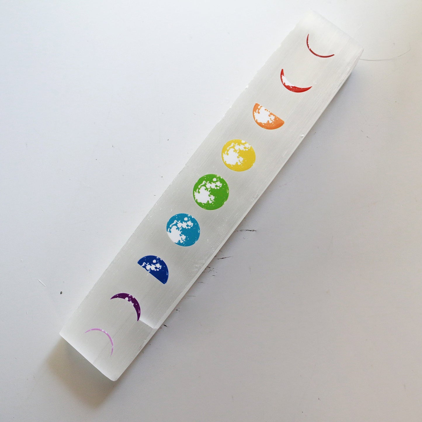 Selenite Rainbow Moon Phase Plate (9 in)
