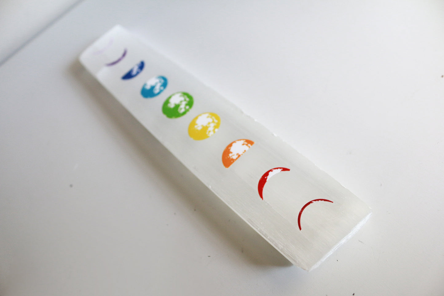 Selenite Rainbow Moon Phase Plate (9 in)
