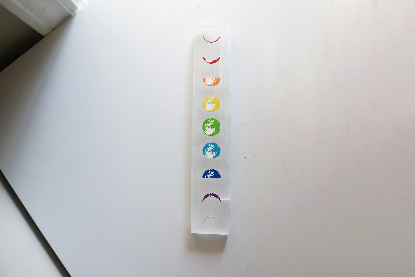 Selenite Rainbow Moon Phase Plate (9 in)