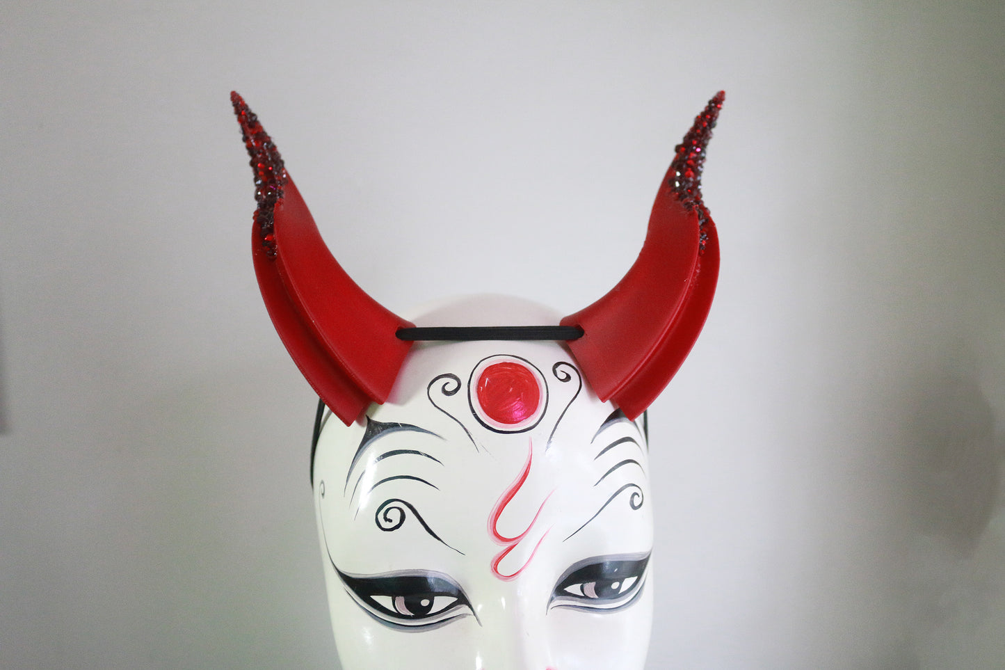 Ridged Embers - Rhinestone Medium Double Ridge Costume Horns