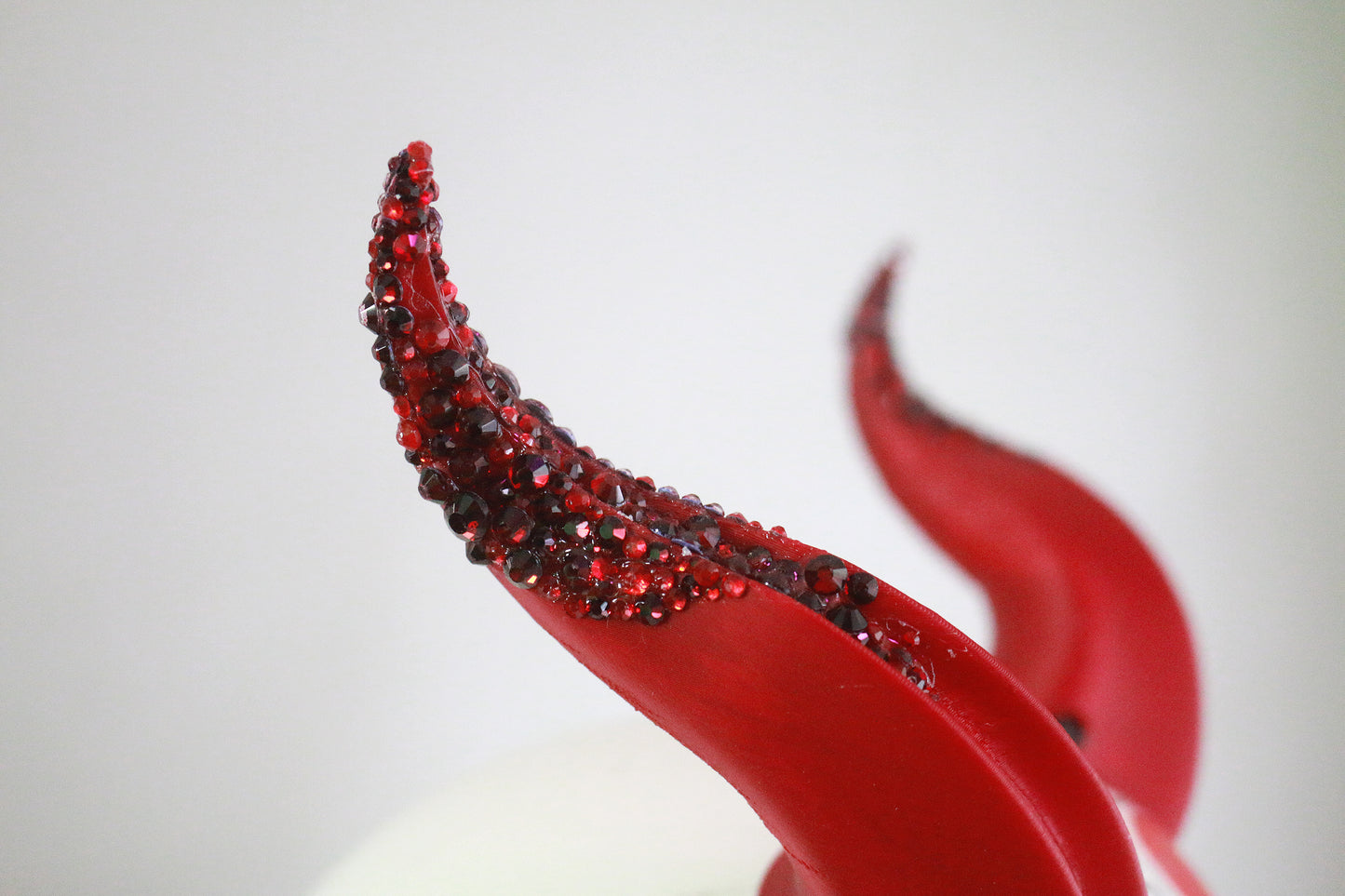 Ridged Embers - Rhinestone Medium Double Ridge Costume Horns
