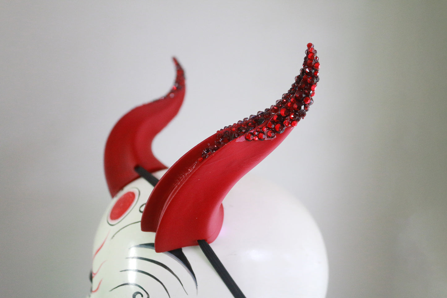 Ridged Embers - Rhinestone Medium Double Ridge Costume Horns