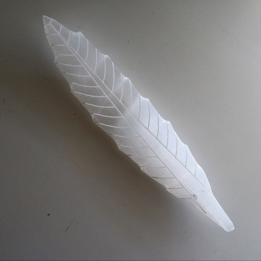 Selenite Feather Incense Burner (8 in)