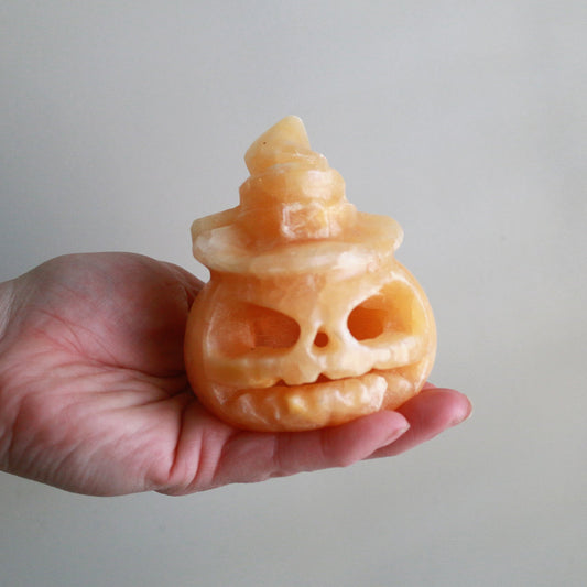 Orange Calcite Jack O' Lantern (4in)