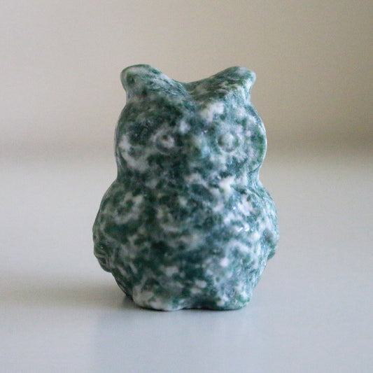 Green Spot Jasper Owl (1.5 in)