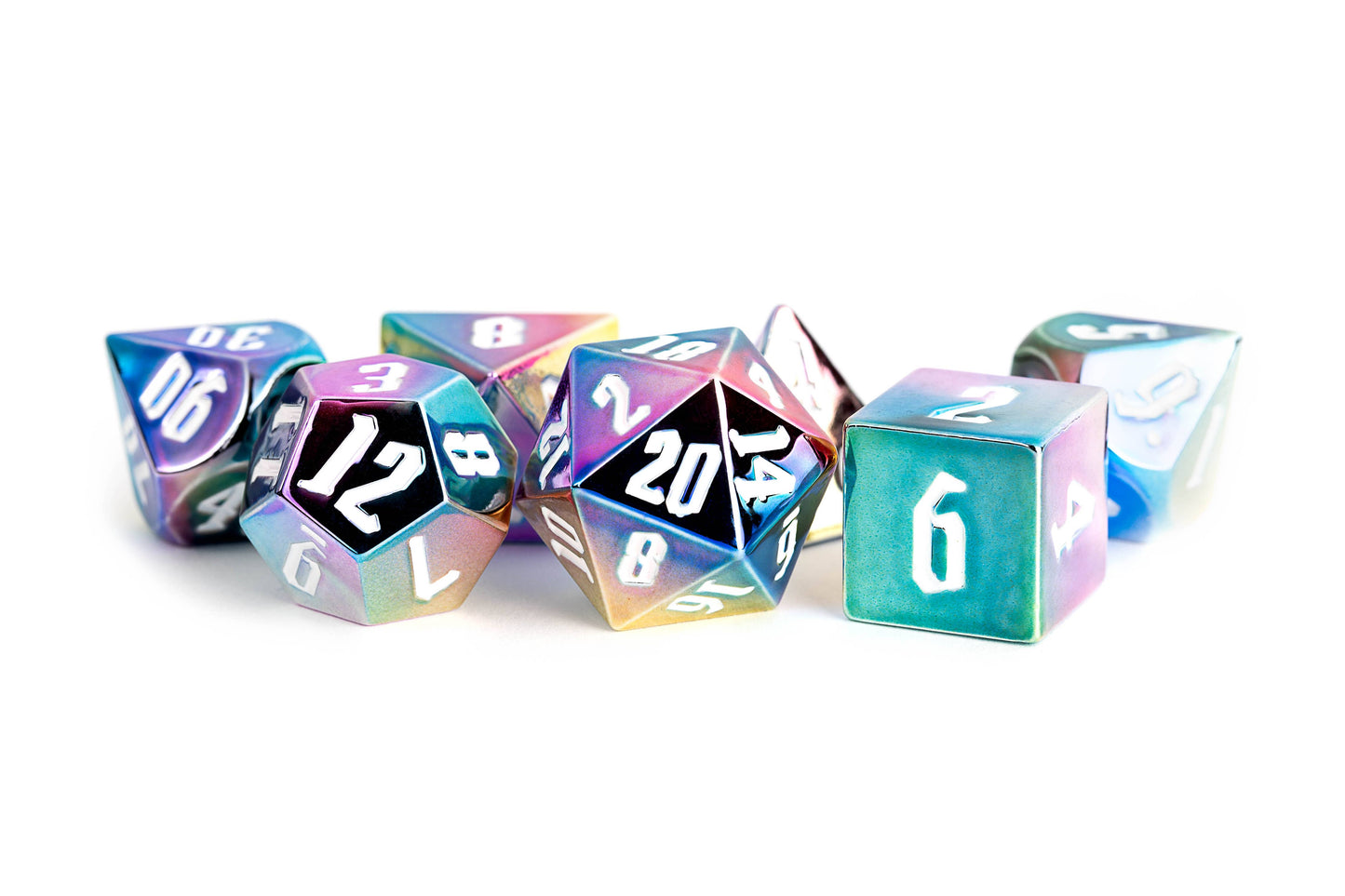 Rainbow Aegis Aluminum Plated Acrylic Poly Dice Set