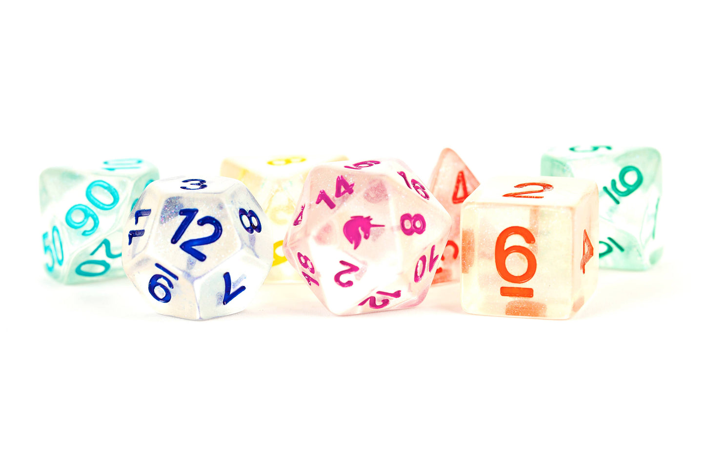 Rainbow Ice - Unicorn Resin Polyhedral Dice Set