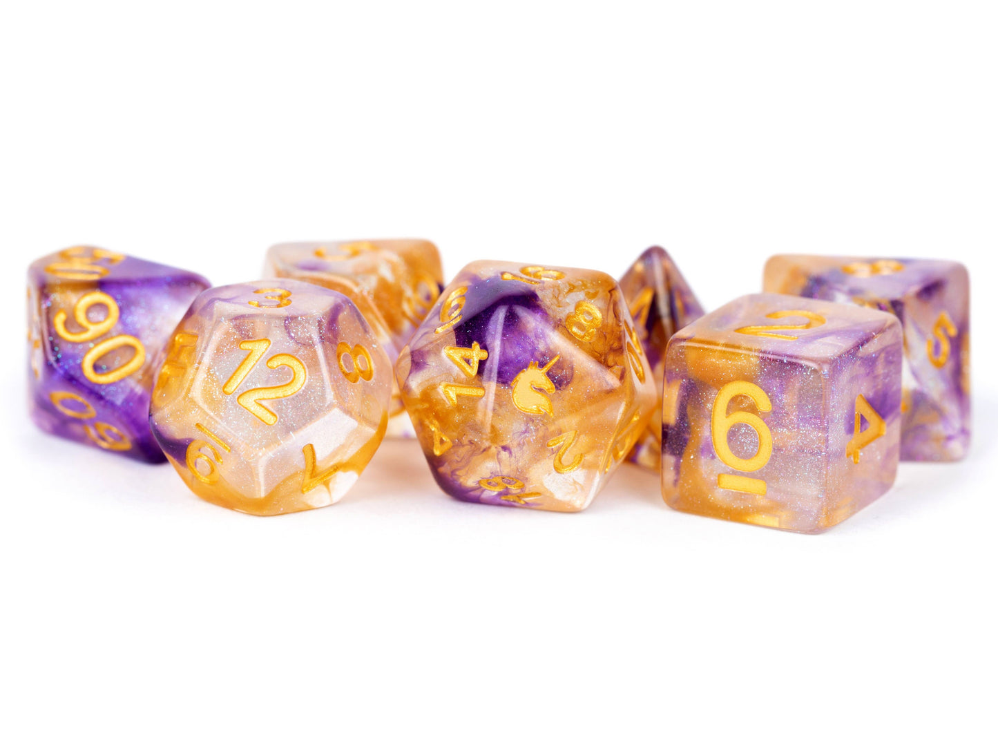 Royal Sunset - Unicorn Resin Polyhedral Dice Set