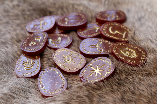 Maroon Glitter Witches Rune Set
