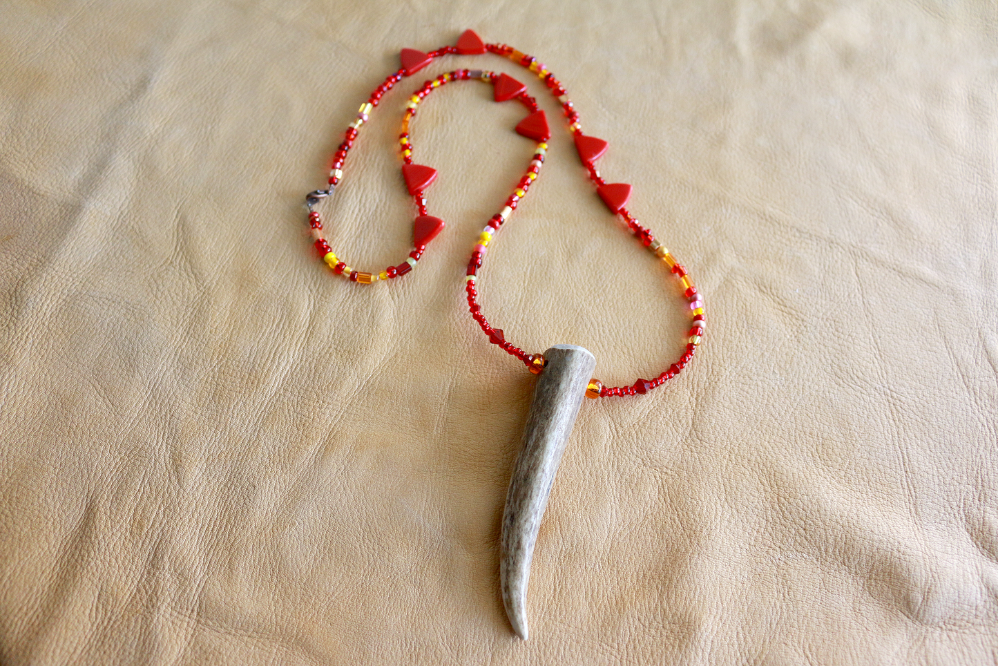 Sunrise Woodland Beaded Deer Antler Statement Necklace