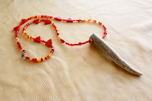 Sunrise Woodland Beaded Deer Antler Statement Necklace