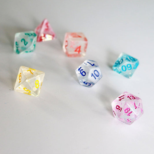 Rainbow Ice - Unicorn Resin Polyhedral Dice Set