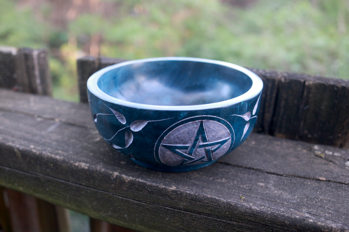 Turquoise Pentacle Stone Smudge Bowl 4"