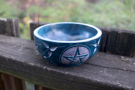 Turquoise Pentacle Stone Smudge Bowl 4"