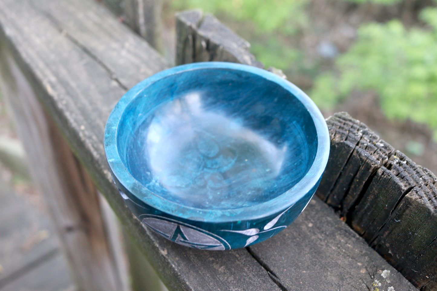 Turquoise Pentacle Stone Smudge Bowl 4"