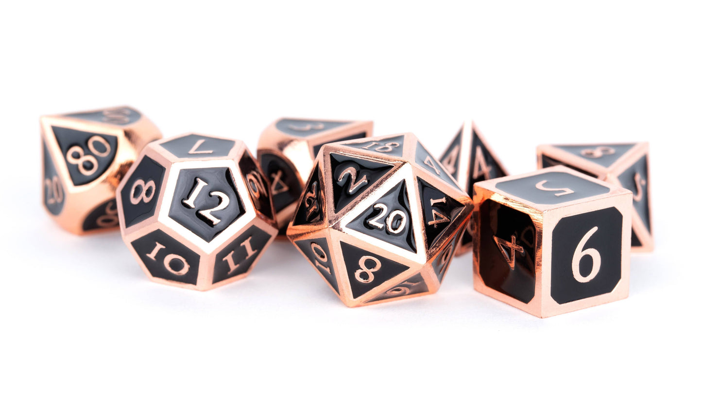 Antique Copper with Black Enamel Metal Dice Set