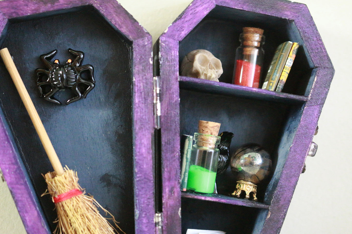 Witchcraft Coffin Miniature Book Shelf - Original Art