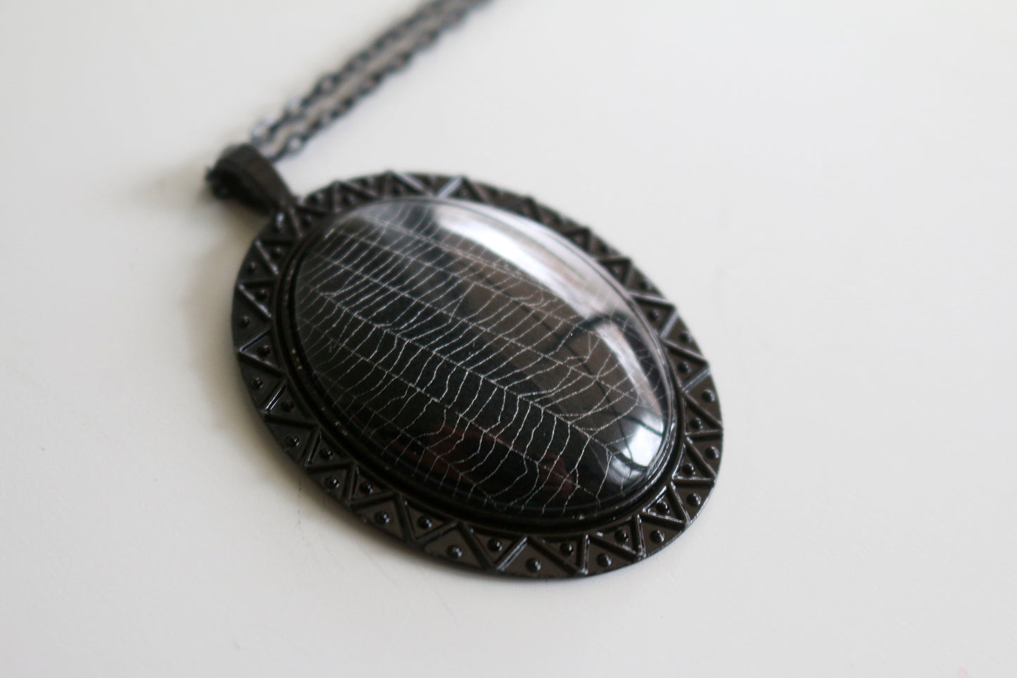 Real Spider Web Cabochon Necklace