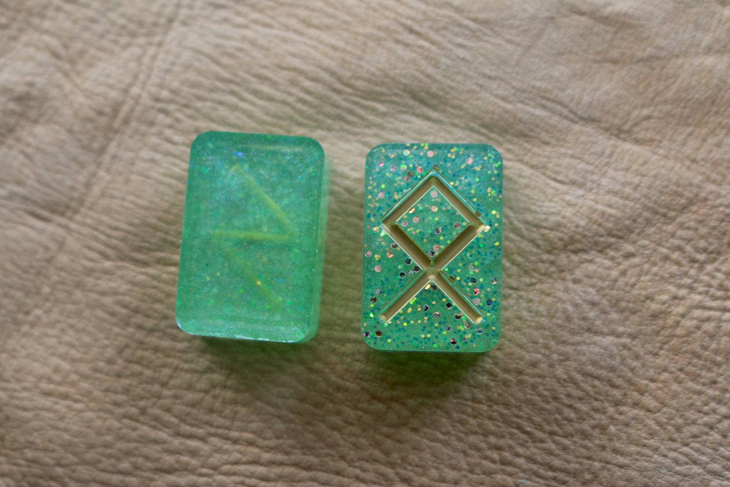 Spring Green Elder Futhark Rune Set