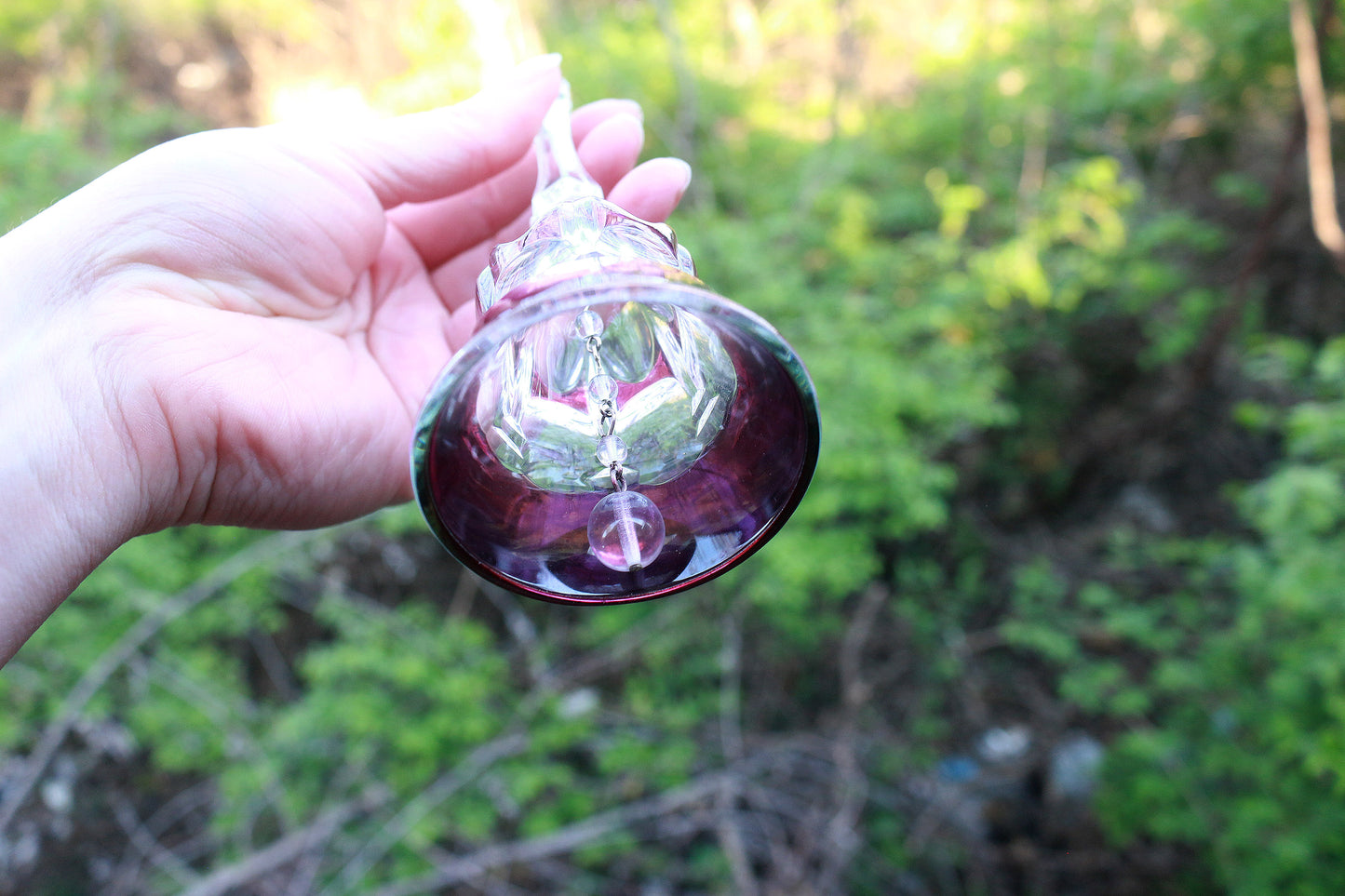 Secondhand Crystal Purple Etched Bell