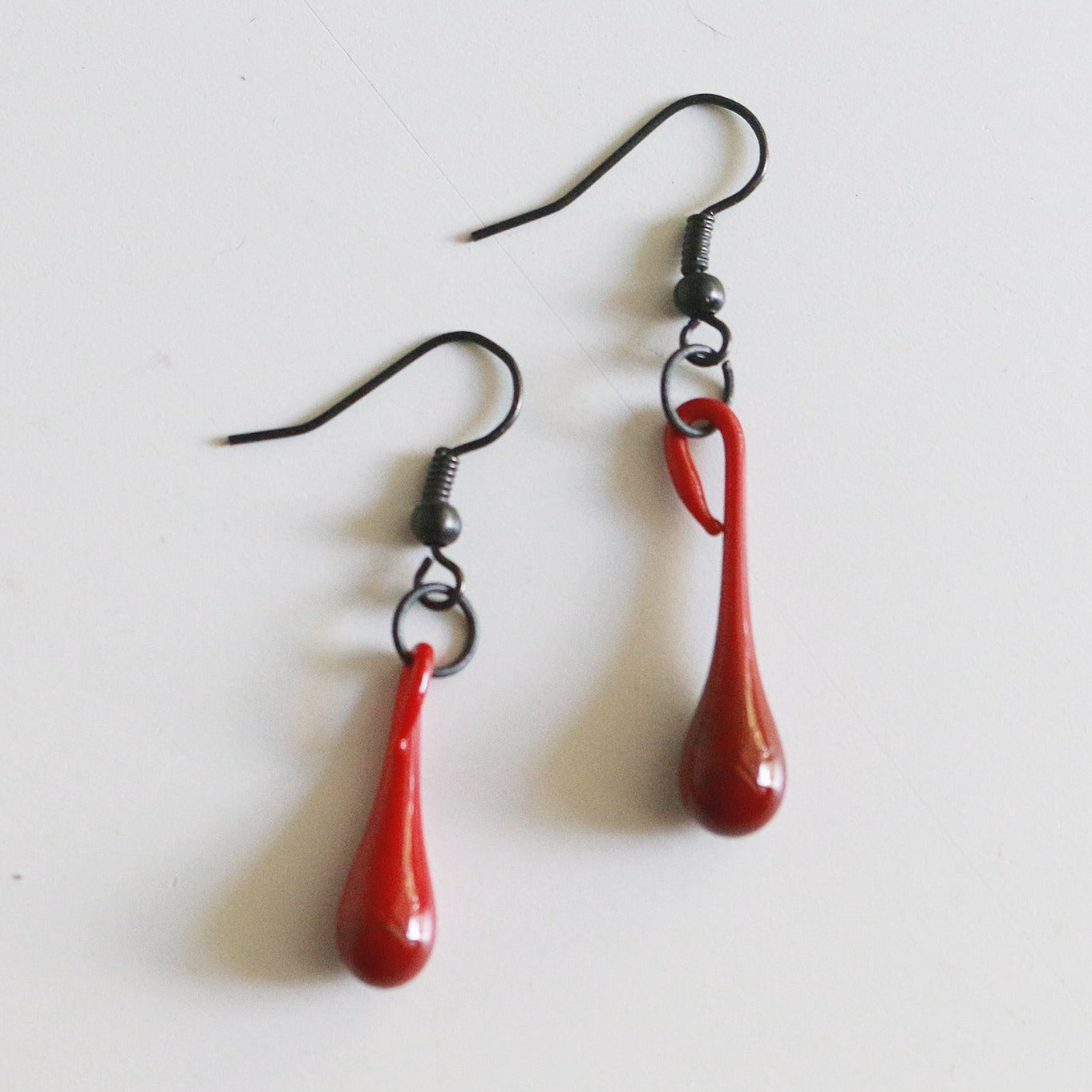 Blood Drops Glass Earrings