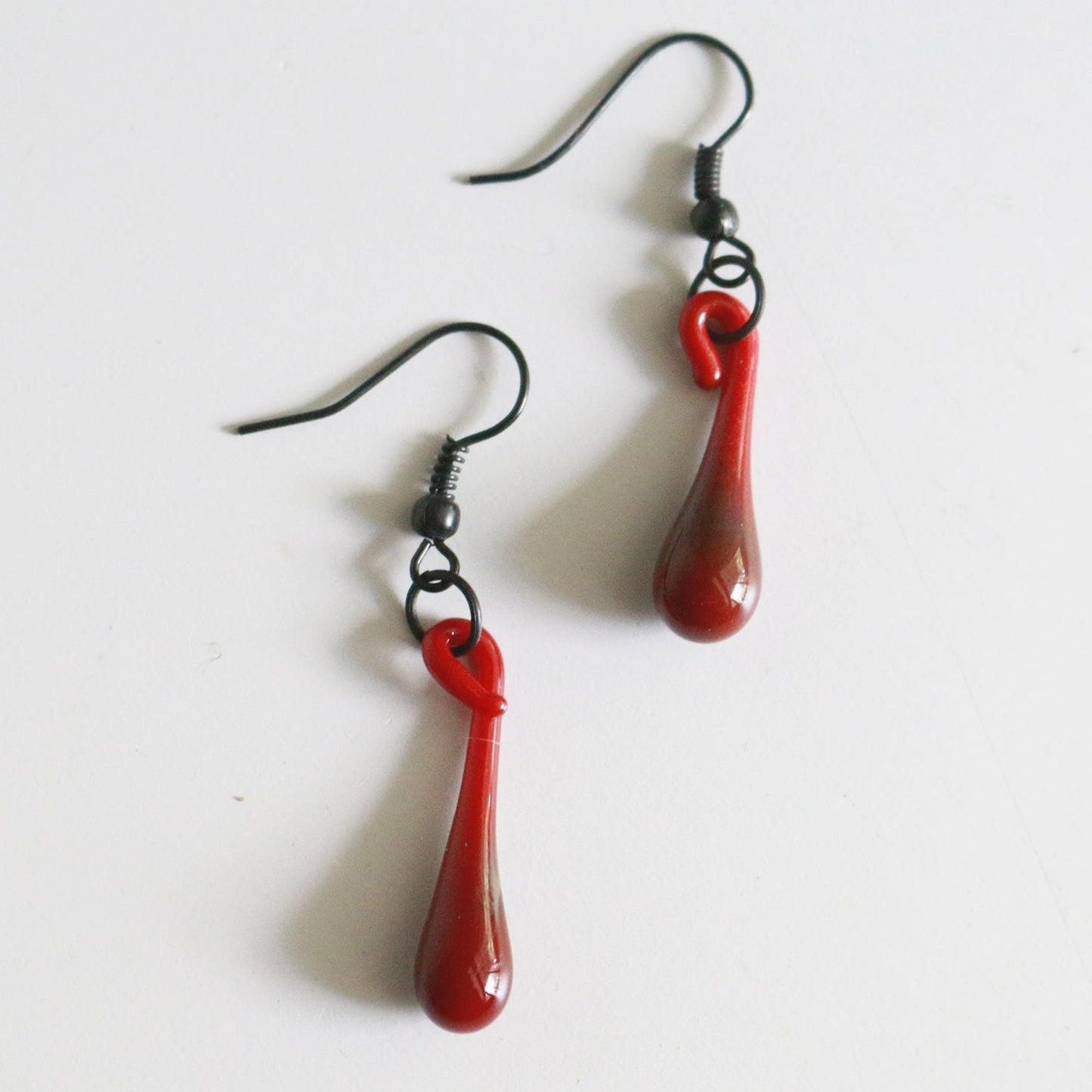 Coagulated Blood Glass Earrings