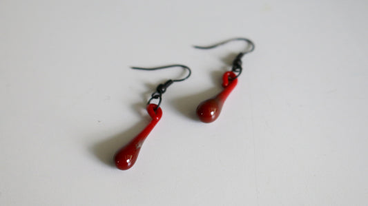 Coagulated Blood Glass Earrings