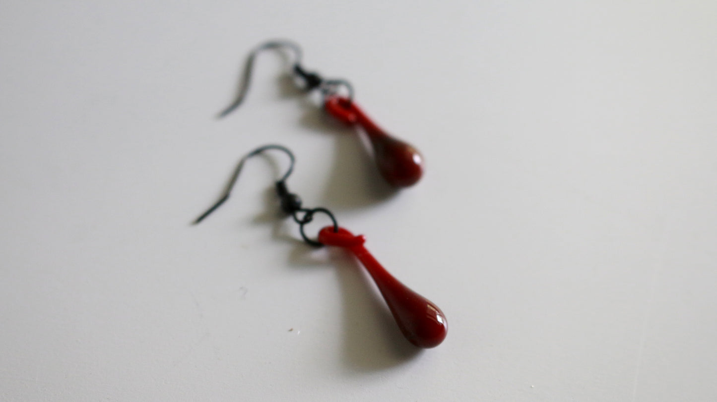 Coagulated Blood Glass Earrings