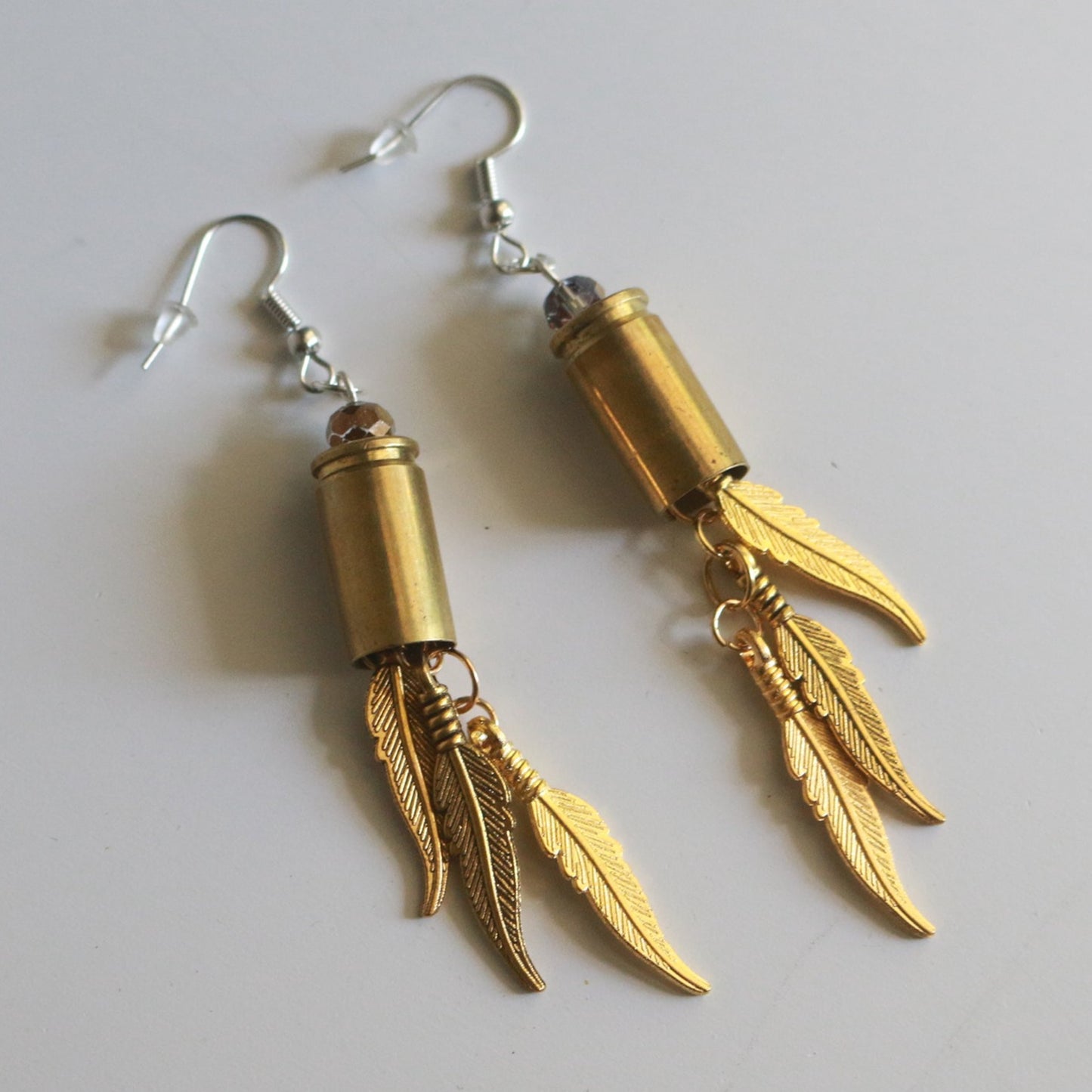 9mm Feather Bullet Earrings