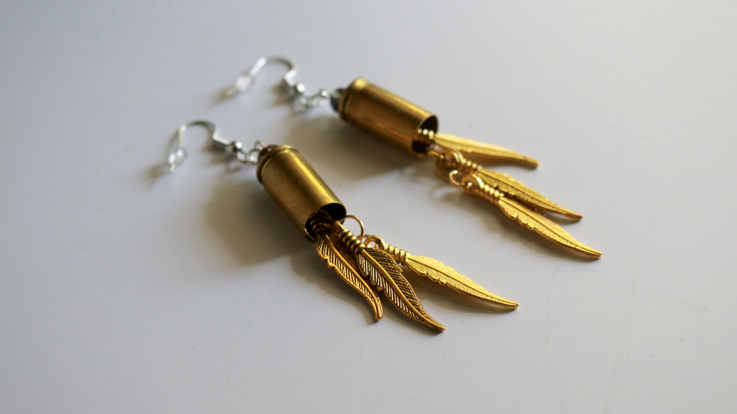 9mm Feather Bullet Earrings