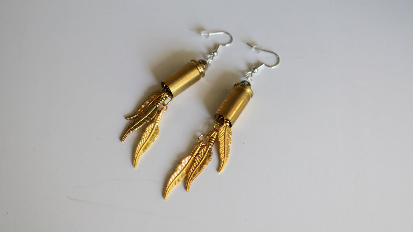 9mm Feather Bullet Earrings