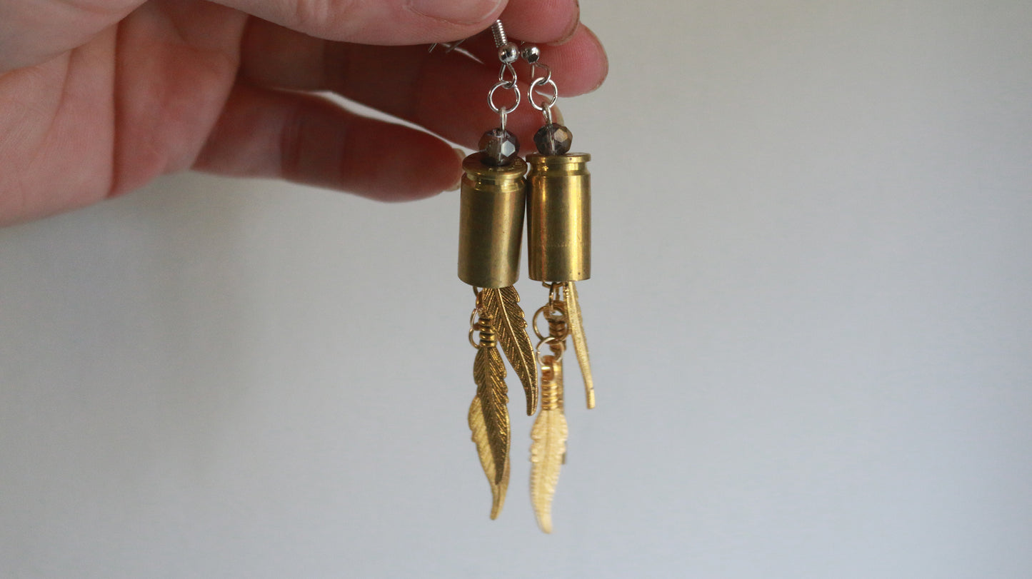 9mm Feather Bullet Earrings