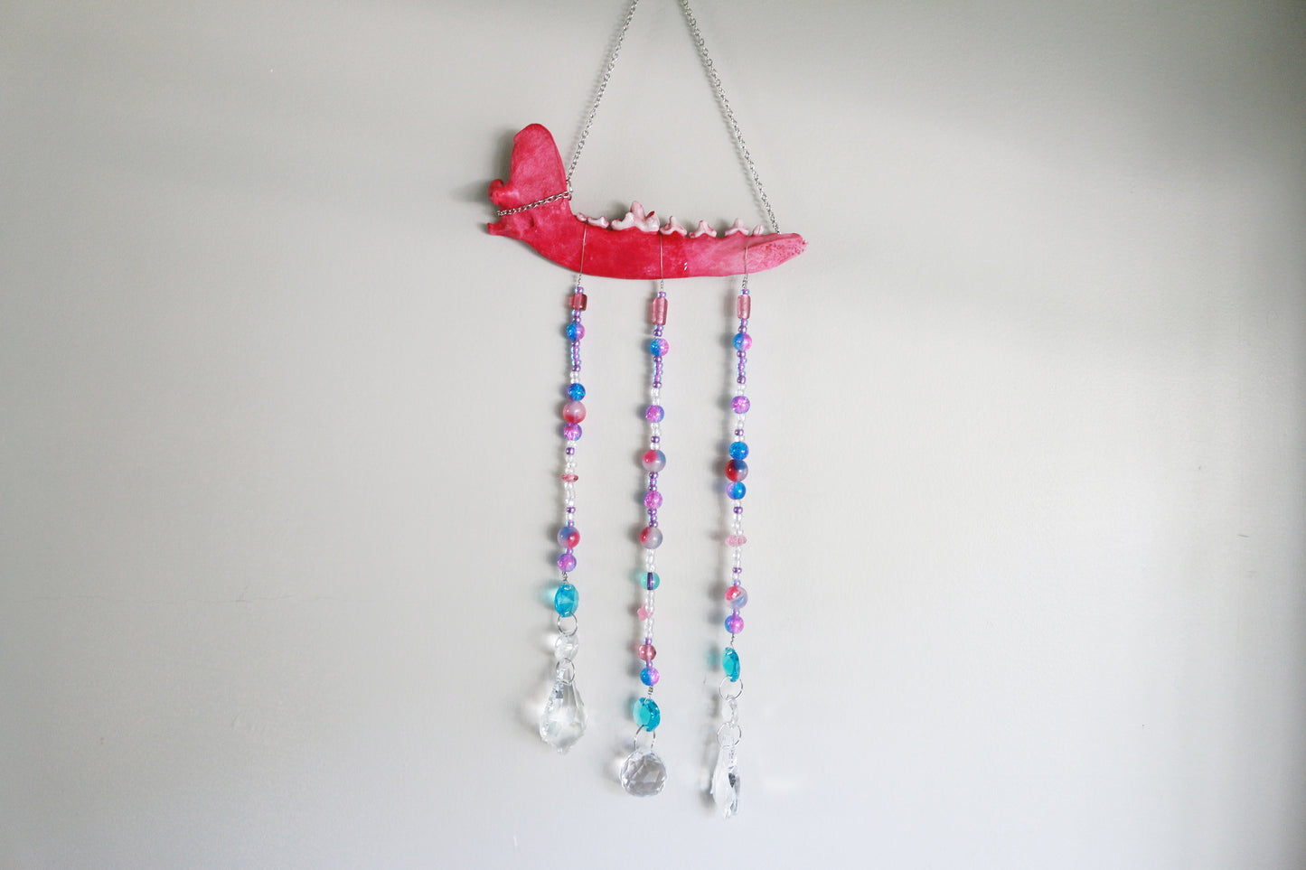 Pretty in Pink Dyed Coyote Jaw Suncatcher