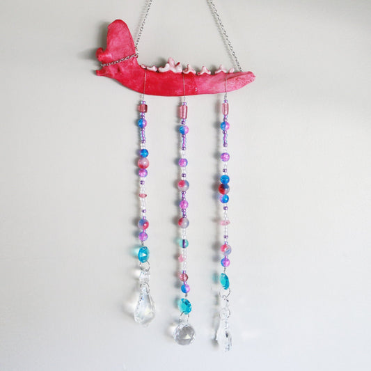 Pretty in Pink Dyed Coyote Jaw Suncatcher