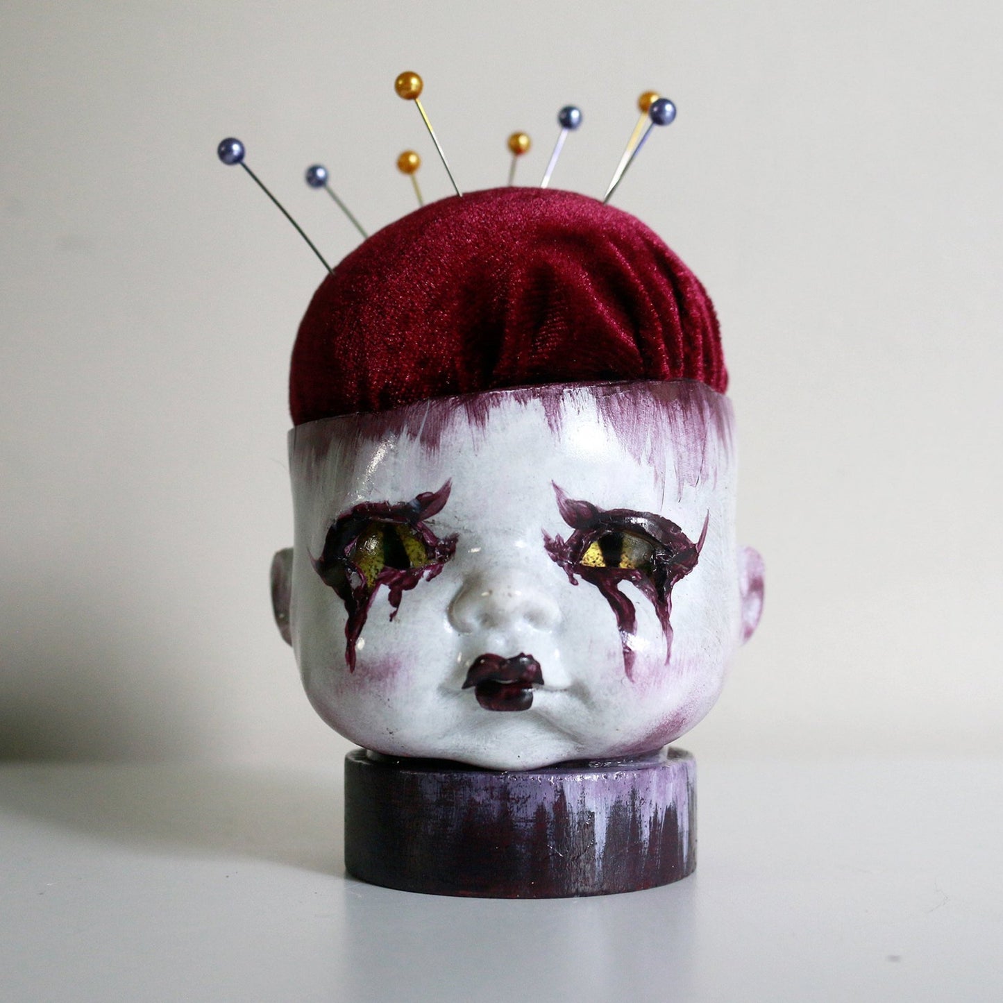 Clownin Doll Head Pin Cushion - Original Art